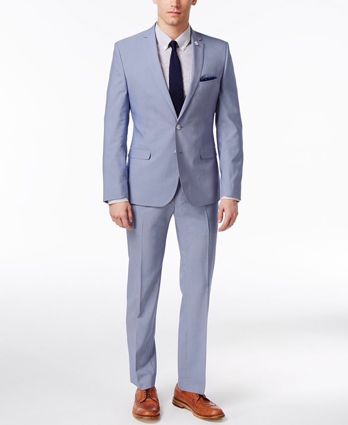 Nick Graham Men's Slim Fit Stretch Chambray Mini-Stripe Suit - Macy's