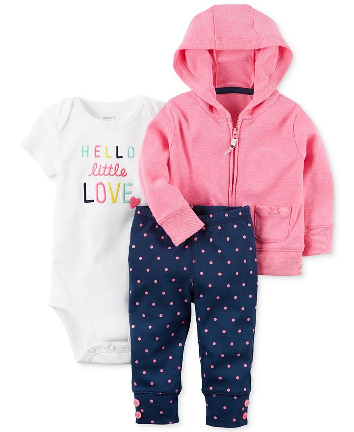 GUESS Baby Girls Floral Bodysuits and Knit Denim Joggers, 3 Piece Set -  Macy's