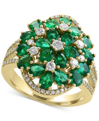 EFFY Collection - Emerald (4-1/3 ct. t.w.) and Diamond (1/2 ct. t.w.) Cluster Ring in 14k Gold