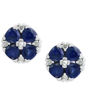 image of Royale Blue by Effy Sapphire (2-5/8 ct. t.w.) and Diamond (1/8 ct. t.w.) Stud Earrings in 14k White Gold