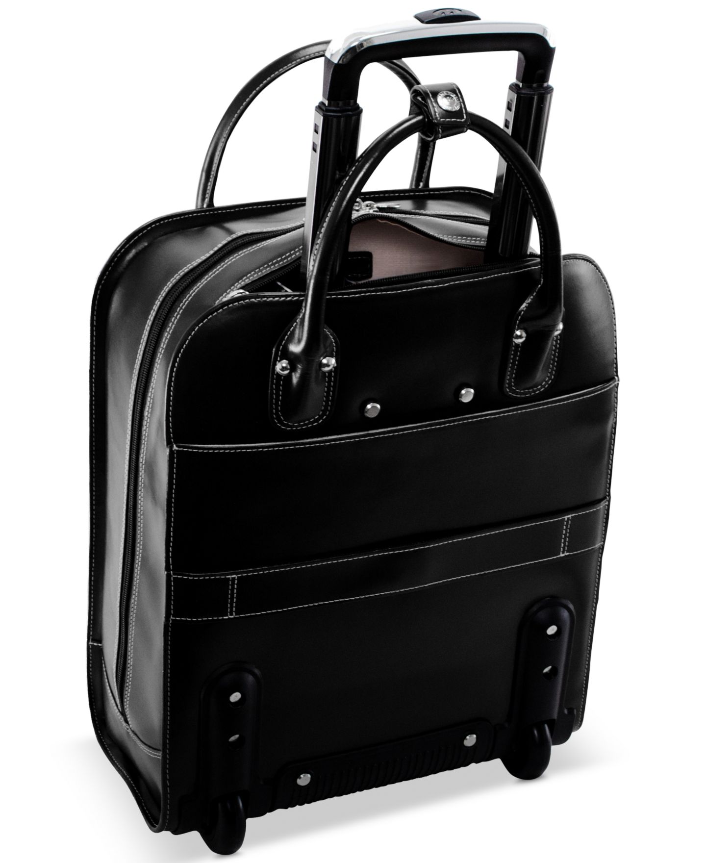 Сумка McKlein Uptown Leather Wheeled Laptop Briefcase, цвет: Чёрный — фото 2