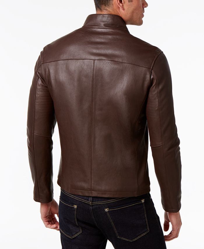 Cole Haan Men's Full-Zip Leather Bomber Jacket - Macy's