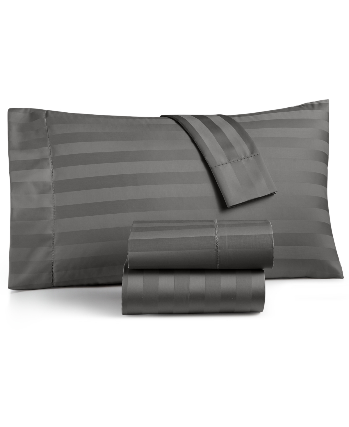 Charter Club Damask 1.5" Stripe 550 Thread Count 100% Cotton 4-pc. Sheet Set, King, Created For Macy's In Granite