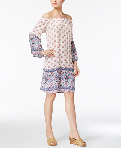 Style & Co Off-The-Shoulder Bell-Sleeve Dress, Only at Macy's