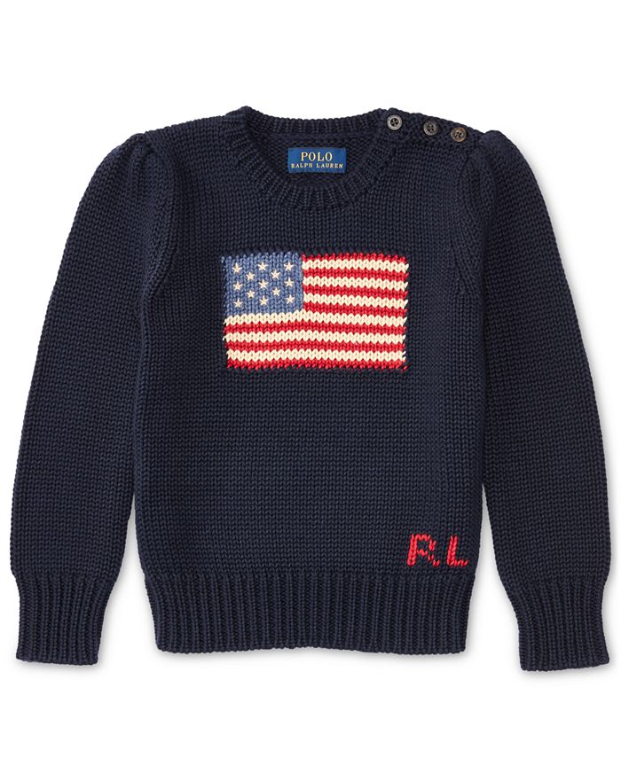 Polo Ralph Lauren Little Girls American Flag Knit Cotton Sweater & Reviews  - Sweaters - Kids - Macy's