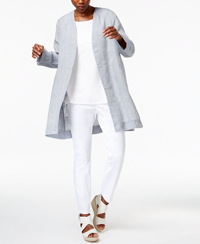 Eileen Fisher Linen Long Jacket & SYSTEM Slim-Fit Ankle Jeans