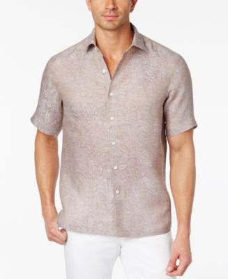 Tasso Elba Men's Paisley Jacquard Linen Shirt, Created for Macy's - Macy's