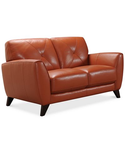 Myia 62&quot; Leather Loveseat, Created for Macy&#39;s - Furniture - Macy&#39;s