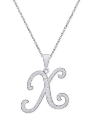 Diamond Accent Script 18" Initial Pendant Necklace in Silver Plate, Gold Plate & Rose Gold Plate