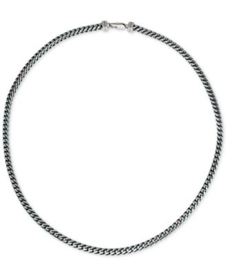Fox Chain Necklace in Stainless Steel and Blue Ion-Plate, Created for Macy's