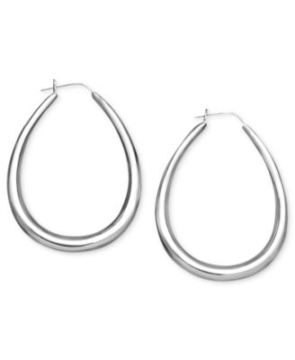 Large Sterling Silver Graduated Drop Hoops, 1.75"
