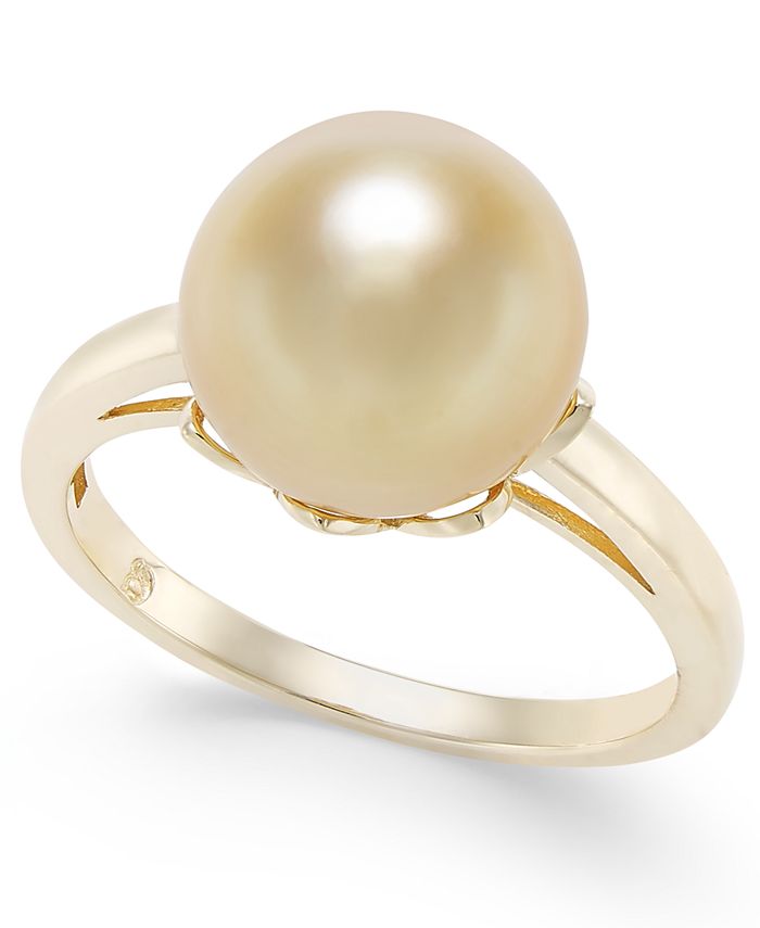 Macy's Cultured Golden South Sea Pearl (10mm) Ring in 14k Gold - Macy's
