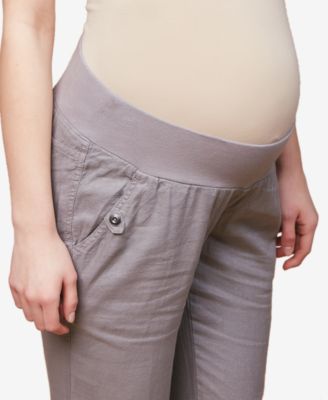 Motherhood Maternity Linen-Blend Wide-Leg Pants