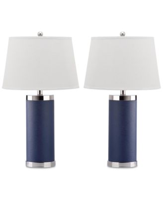 Safavieh - Set of 2 Leather Column Table Lamps