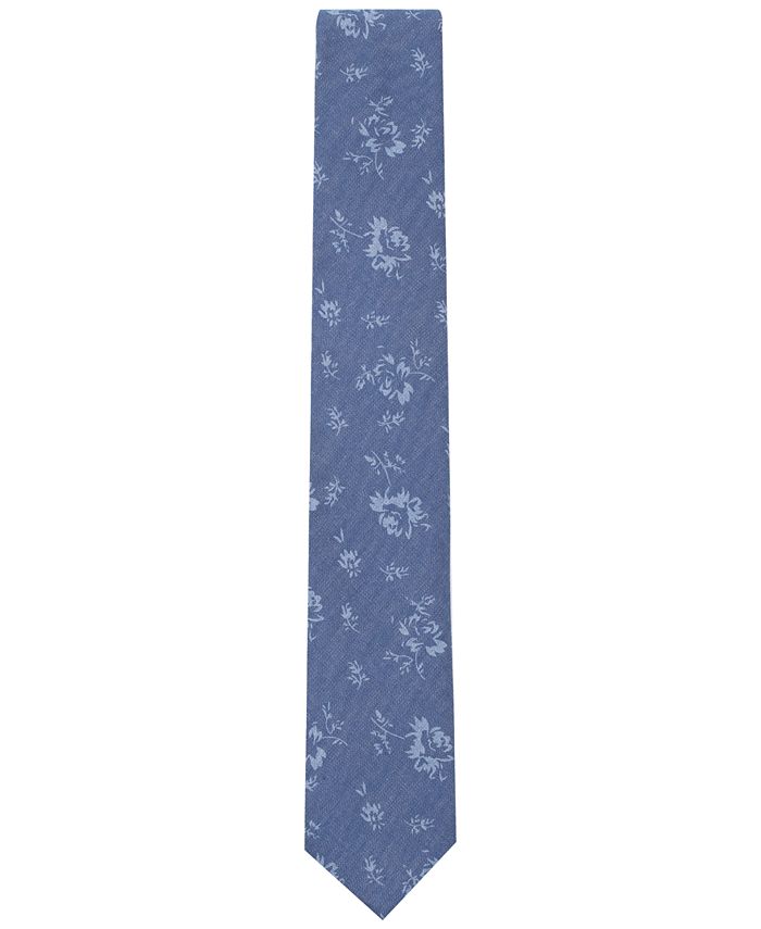 Bar III Men's Denim Wildflower Print Skinny Tie, Created for Macy's ...