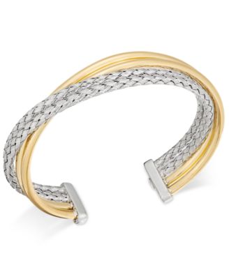 Two-Tone Overlap Cuff Bangle Bracelet - Macy's