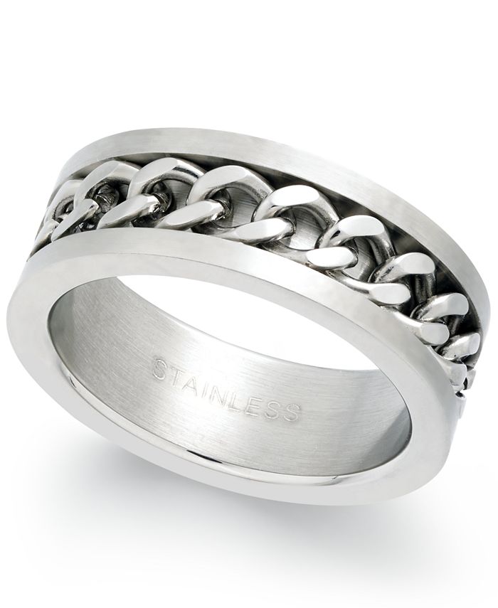 Sutton by Rhona Sutton Men's Stainless Steel Chain Ring - Macy's