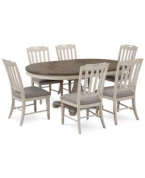 Barclay Expandable Round Pedestal Dining 7 Pc Set Round Dining Pedestal Table 6 Upholstered Side Chairs