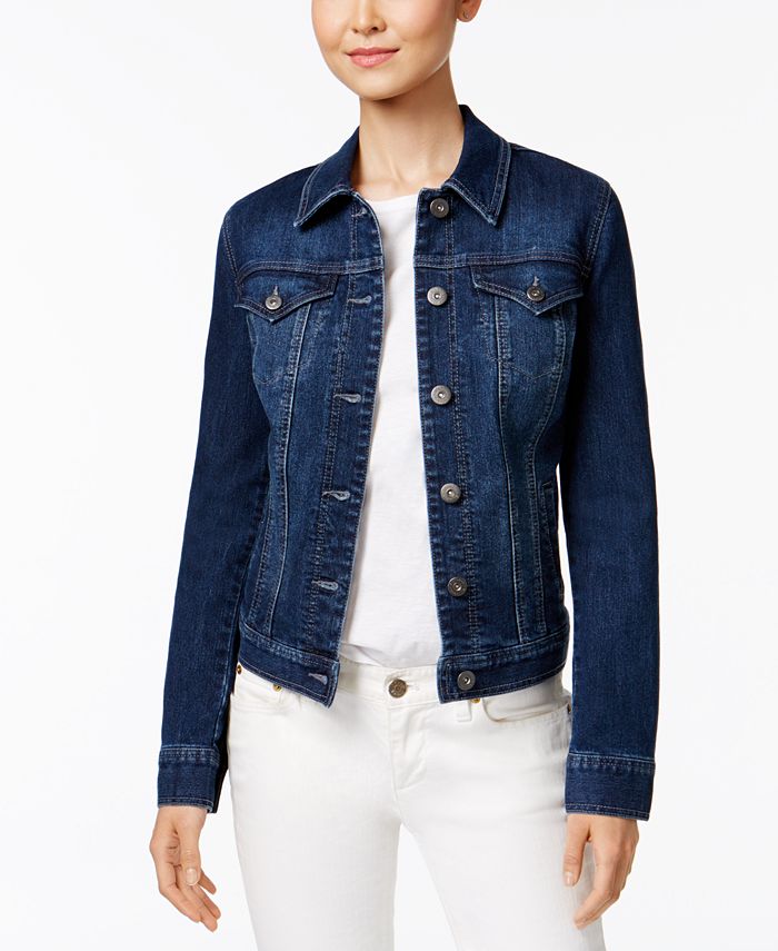 Style & Co Embroidered Denim Jacket, Created for Macy's & Reviews ...