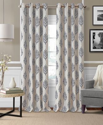 Elrene - Navara Medallion Print Linen 52" x 84" Blackout Curtain Panel