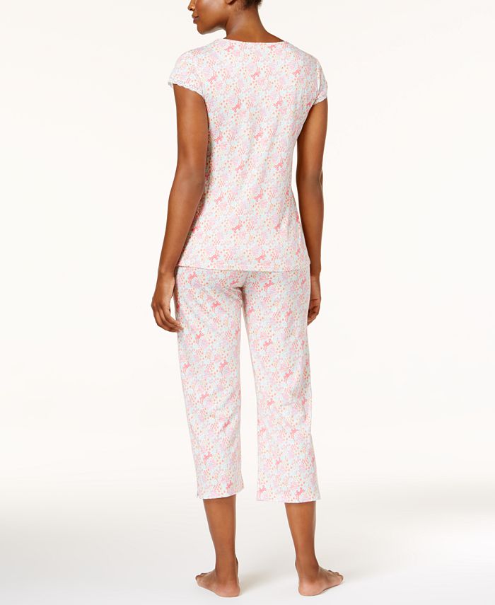 Miss Elaine Floral-Print Knit Top & Cropped Pants Pajama Set & Reviews ...