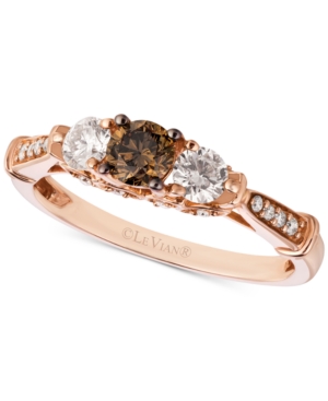image of Le Vian Chocolatier Diamond Trinity-Style Ring (5/8 ct. t.w.) in 14k Rose Gold
