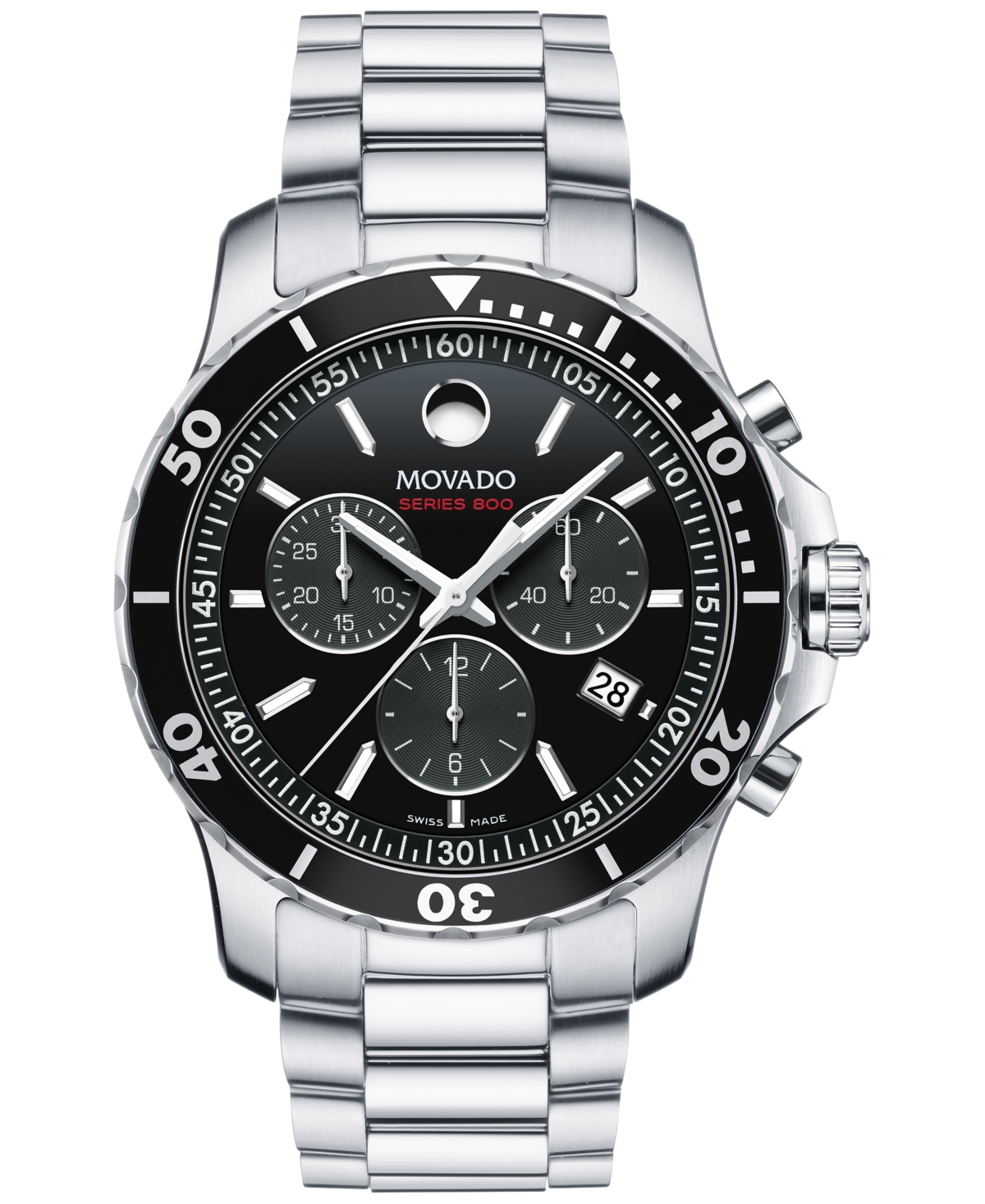 Shop Movado Men's Swiss Chronograph Series 800 Performance Steel Bracelet Diver Watch 42mm In Silver