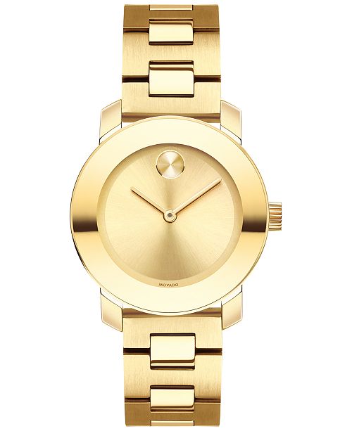 Movado Women S Swiss Bold Yellow Gold Tone Stainless Steel