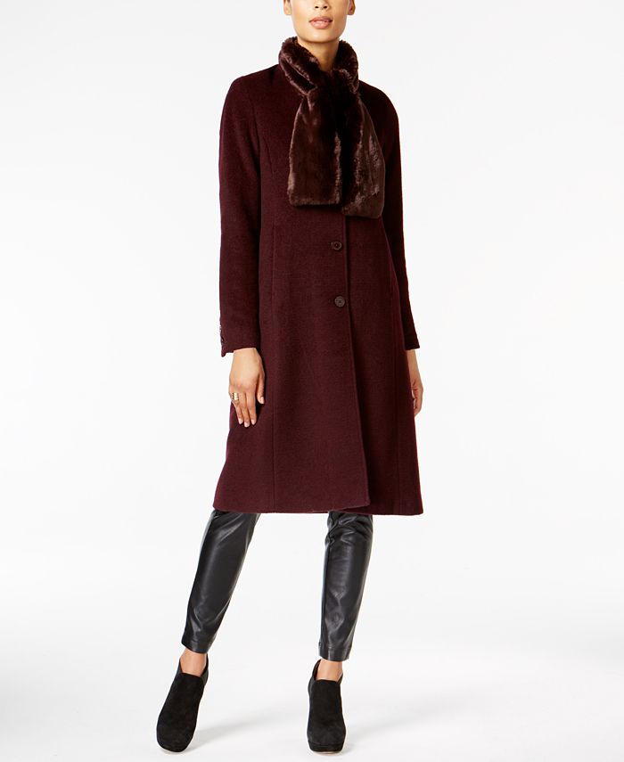 Jones new york shop faux fur walker coat