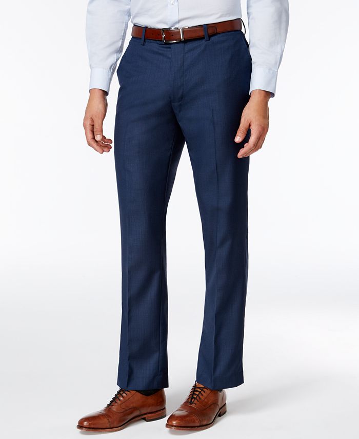 Louis Raphael Tailored Mens Dress Pants Navy Blue Flat Front