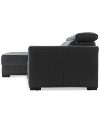 Nevio 3-pc Leather Sectional Sofa with Chaise, 1 Power Recliner and Articulating Headrests, Created for Macy's