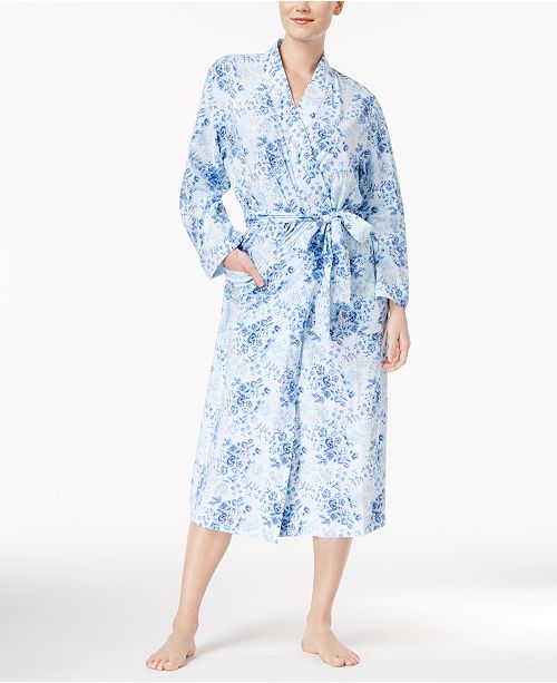 Charter Club Printed Knit Long Wrap Robe, Created for Macy's & Reviews