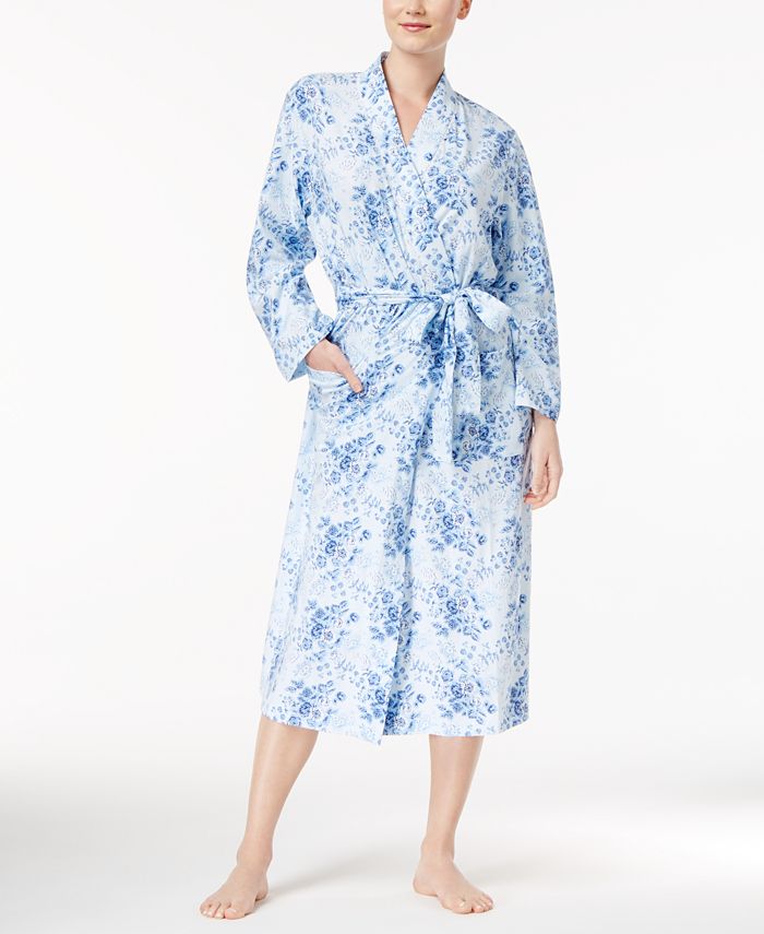 Charter Club Printed Knit Long Wrap Robe, Created for Macy's Macy's