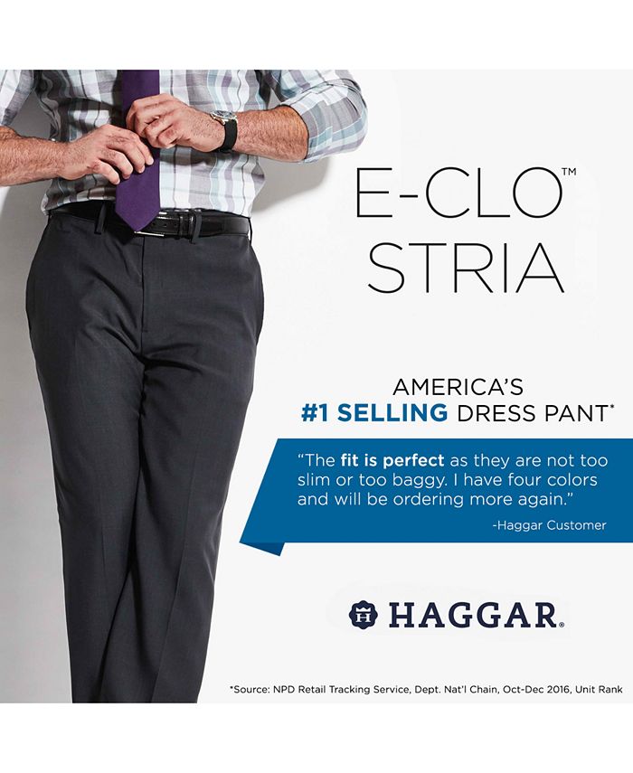 Haggar - Men's Stria Classic Fit Flat Front Hidden Expandable Dress Pants
