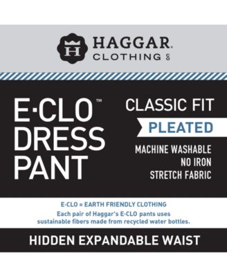 Men's ECLO Stria Classic Fit Pleated Hidden Expandable Waistband Dress Pants