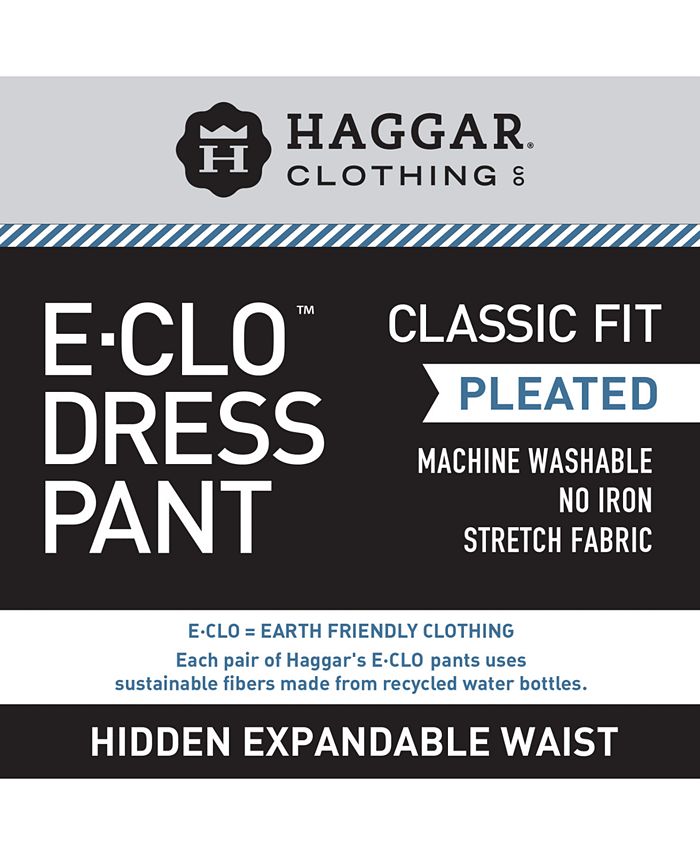 Haggar Men's Texture Weave Classic Fit Pleated Hidden Expandable