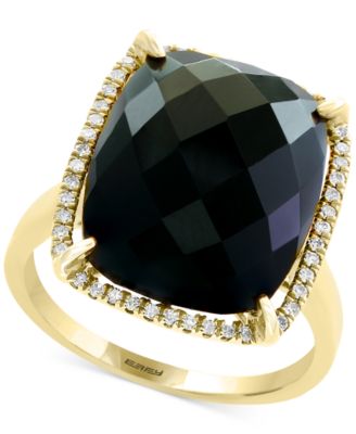 EFFY Collection - Onyx (16 x 13mm) & Diamond (1/8 ct. t.w.) Ring in 14k Gold