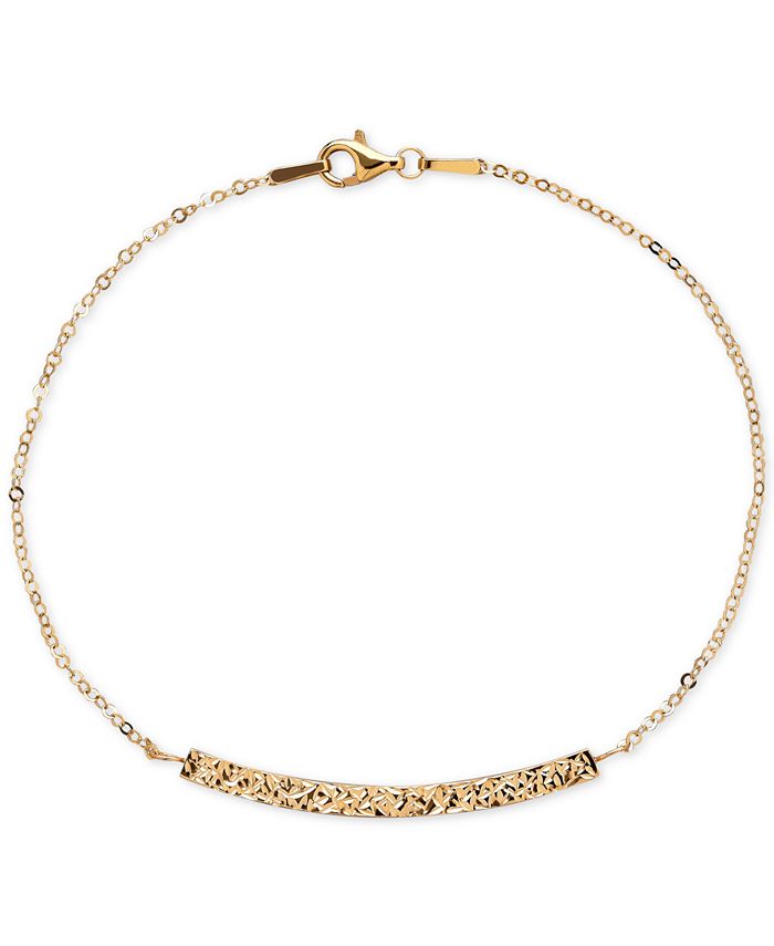 Macy's Textured Curved Bar Link Bracelet in 14k Gold - Macy's