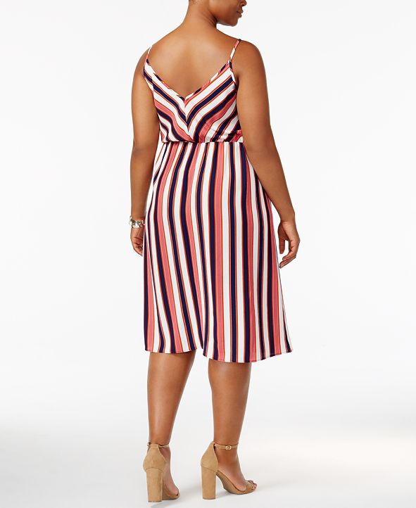 Soprano Trendy Plus Size Striped Faux Wrap Dress And Reviews Dresses Plus Sizes Macys 5873