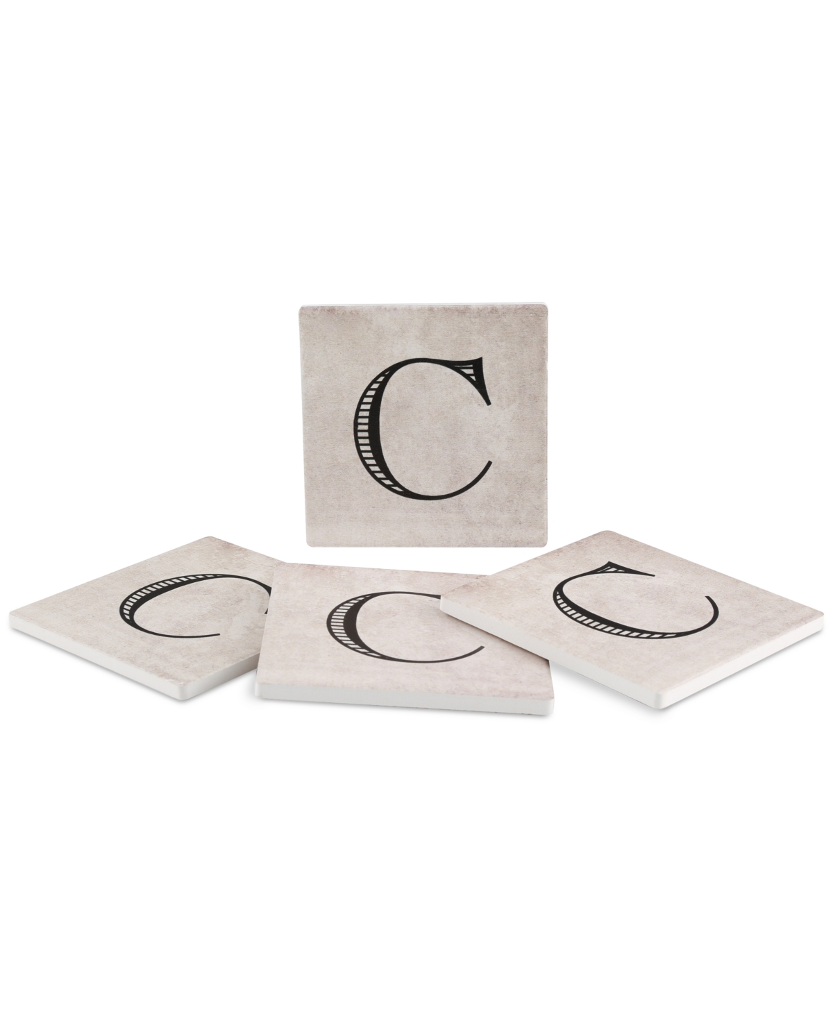 Thirstystone Vintage Monogram 4-Pc. Coaster Set - C