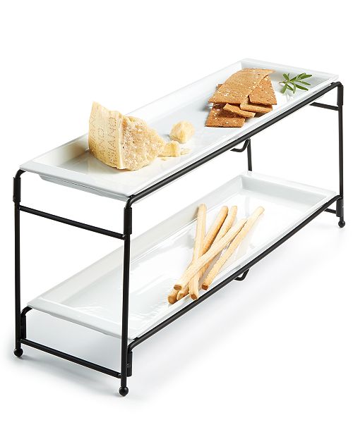 The Cellar Closeout Whiteware Serveware Long 2 Tier Server