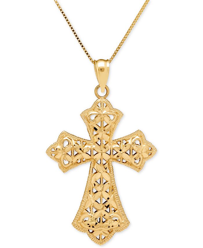Macy's Filigree Cross Pendant Necklace in 14k Gold Macy's
