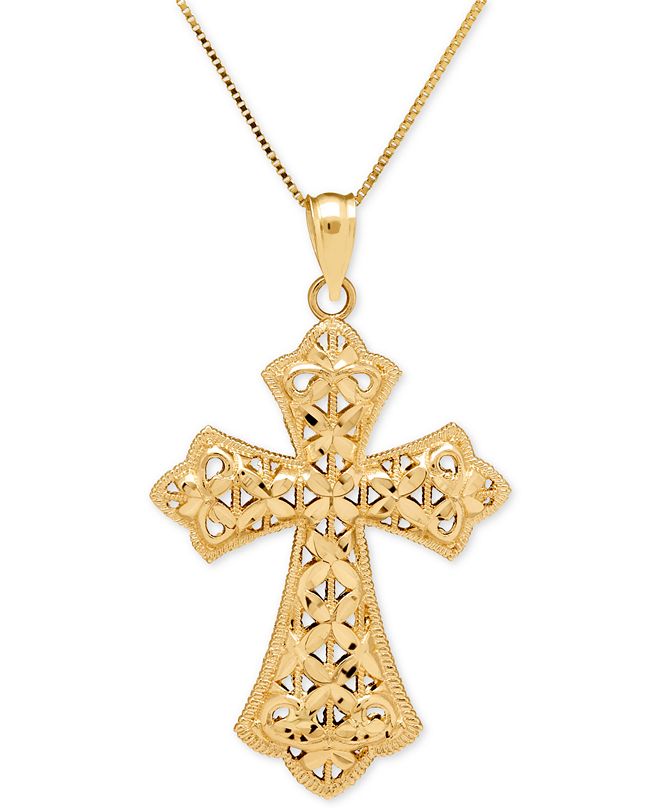 Macy's Filigree Cross Pendant Necklace in 14k Gold & Reviews