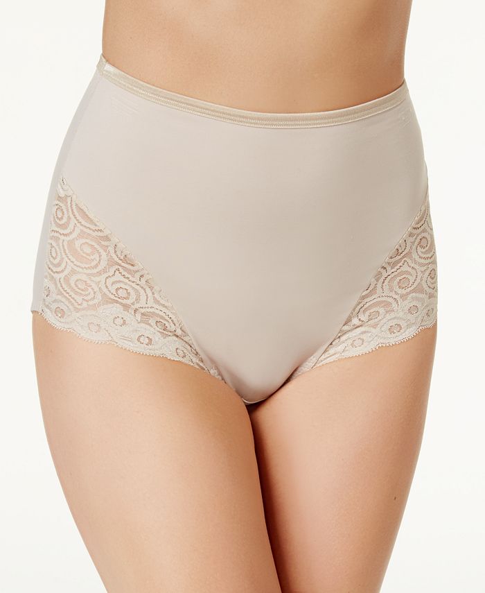 Women's Firm Tummy-Control Lace Trim Microfiber Brief Underwear 2 Pack X054