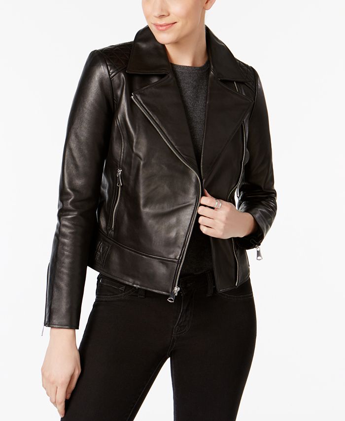 Marc New York Leah Leather Moto Jacket - Macy's