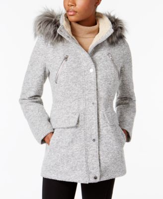 nautica faux fur trimmed hooded jacket