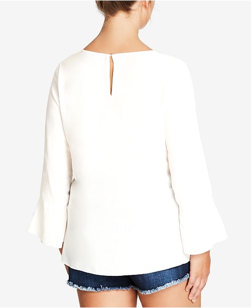 City Chic Trendy Plus Size Printed Bell-Sleeve Tunic ...