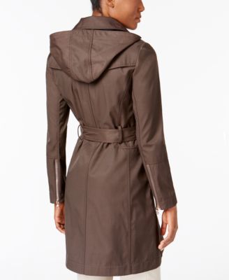 Vince Camuto Hooded Asymmetrical Raincoat, Created for Macy's