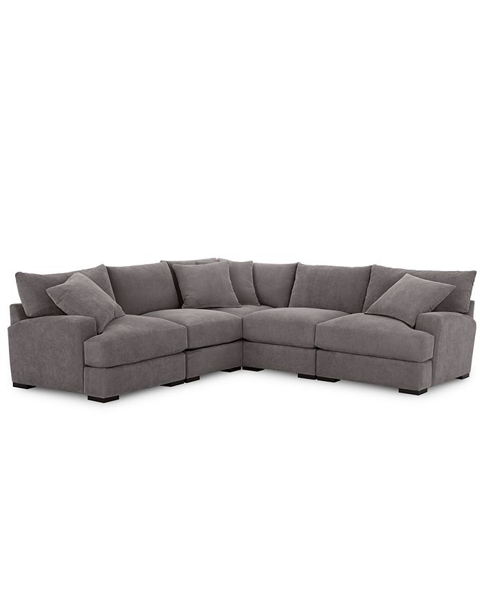 Furniture Rhyder 5 Pc Fabric Sectional, Rhyder 4 Pc 80 Fabric Sectional Sofa With Chaise