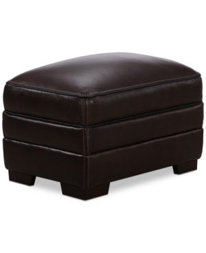 FURNITURE MYARS LEATHER OTTOMAN, CREATED FOR MACY'S